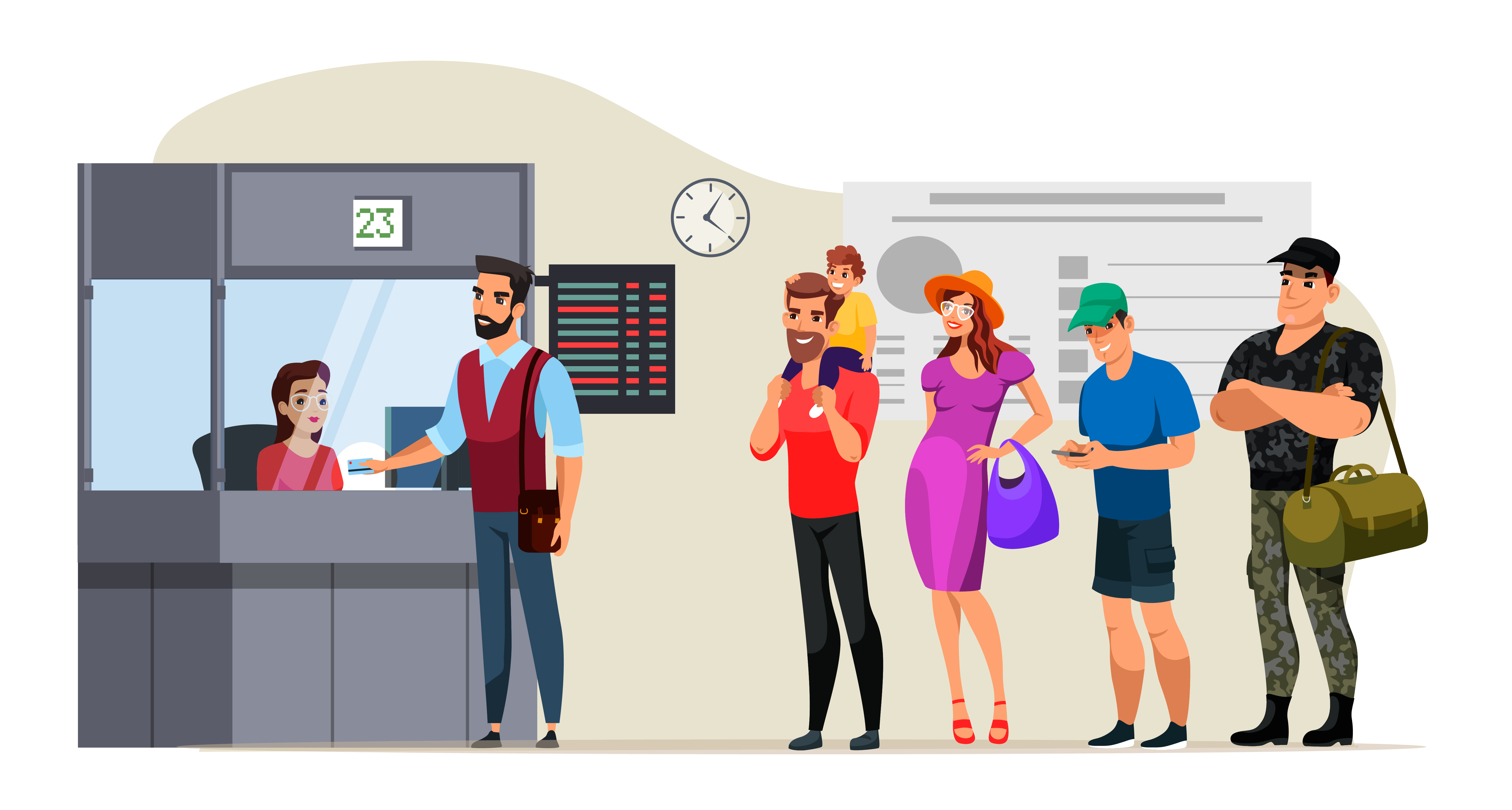Long queue lines at transport stations